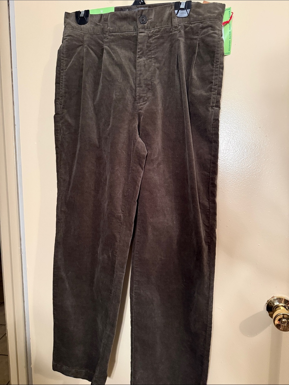 Men's Pleated Corduroy Pants in Brown